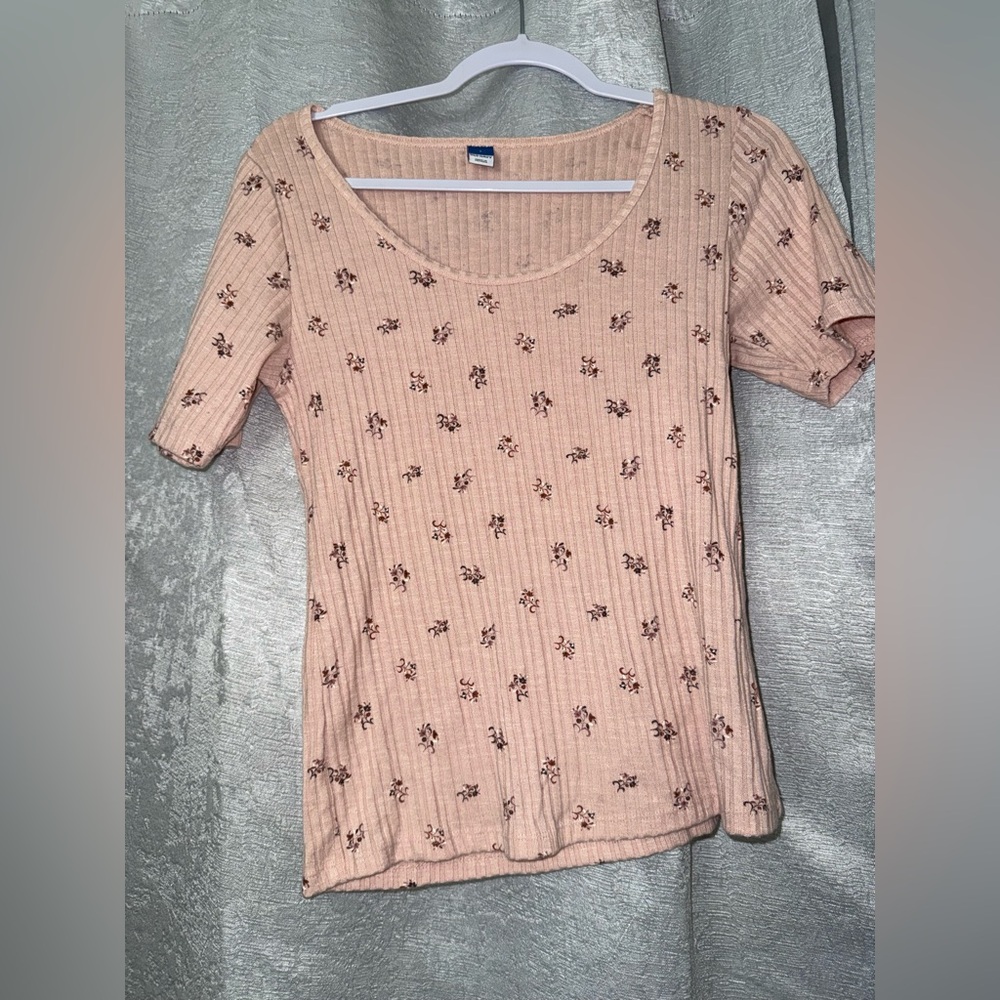 Old Navy Pink Floral Short Sleeve Top